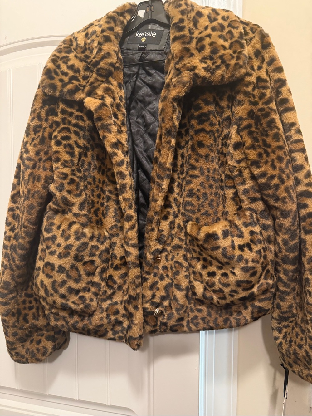 Kensie Leopard-Print Faux Fur Jacket - Brown & Black